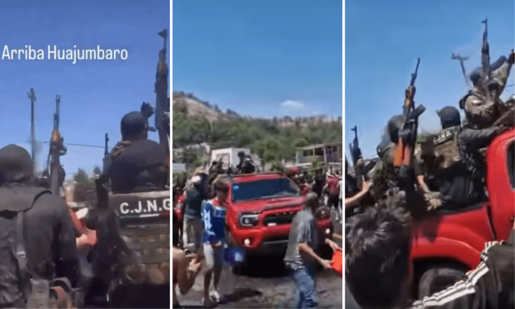 Circulan vídeos donde se observa al CJNG celebrar el Sábado de Gloria con pobladores en calles de Michoacán, bebiendo alcohol