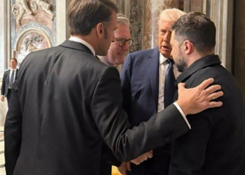 Presidente de Francia, ucrania y usa en vaticano
