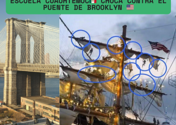 #VIDEO: Buque Escuela Cuauhtémoc choca contra el Puente de Brooklyn
