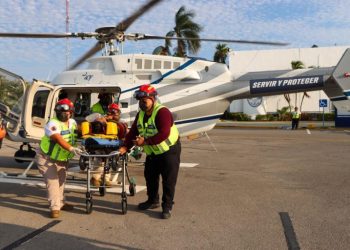 Gobierno de Estefanía Mercado realiza segundo rescate humanitario en menos de un mes con helicóptero de la SSC Playa del Carmen, ahora en Tulum