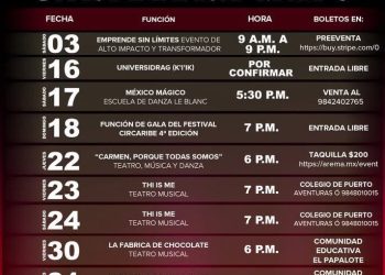 Presenta Teatro de la Ciudad de Playa del Carmen su cartelera del mes de mayo