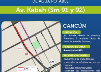 Aguakan Cancún, renovación red de agua Cancún, obras Aguakan Kabah, supermanzanas 91 y 92 Cancún, tubería agua potable Cancún,