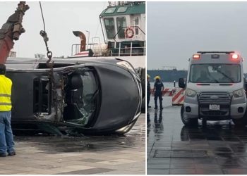 Automóvil cae al mar en el malecón de Veracruz; muere una pareja