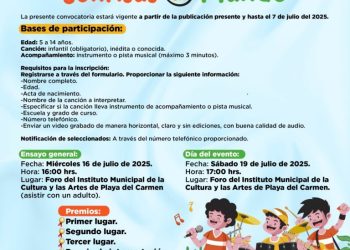 Convocan a niñas y niños de Playa del Carmen a participar en “Sonrisas al Mundo”, primer Festival de Canción Infantil