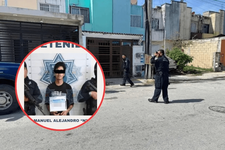 Elementos de seguridad resguardaron la vivienda en Cancún donde se registró el intento de secuestro.
