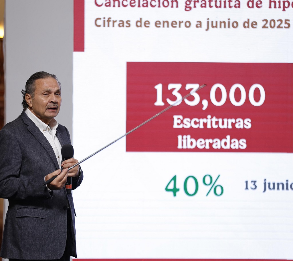 Octavio Romero Oropeza, titular de Infonavit, al presentar un programa que permitiría la regularización de casas invadidas, que generó el rechazo de empresarios (Foto de El Universal)