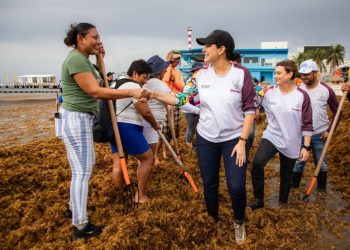 Estefanía Mercado lanza el “Reto Sargazo” y convoca a los gremios y a la ciudadanía a sumar esfuerzos en la limpieza de playas