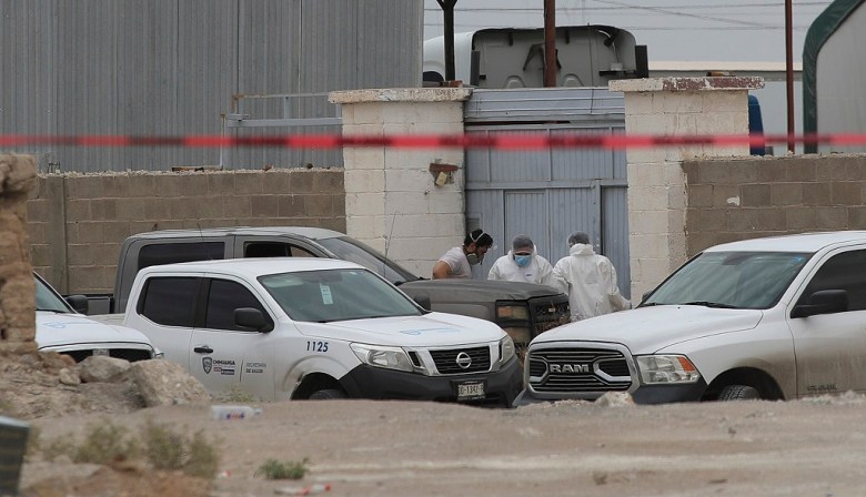 Zona acordonada cerca a un inmueble donde hallaron los cuerpos apilados en Ciudad Juárez (Foto de EFE)
