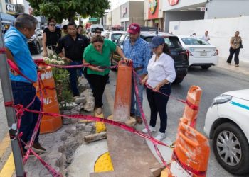 Supervisan autoridades de Playa del Carmen daños a las vialidades provocados por CFE y Aguakan, en el primer cuadro de la ciudad