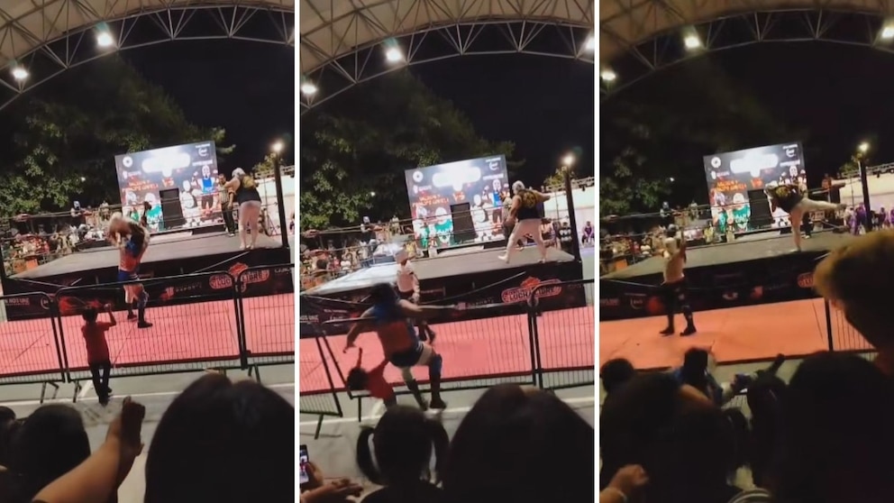 lucha libre Cancún, accidente lucha libre, luchador cae sobre niño, función lucha libre Quintana Roo