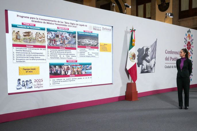 celebración Tenochtitlan, siete siglos de grandeza, Claudia Sheinbaum, Clara Brugada