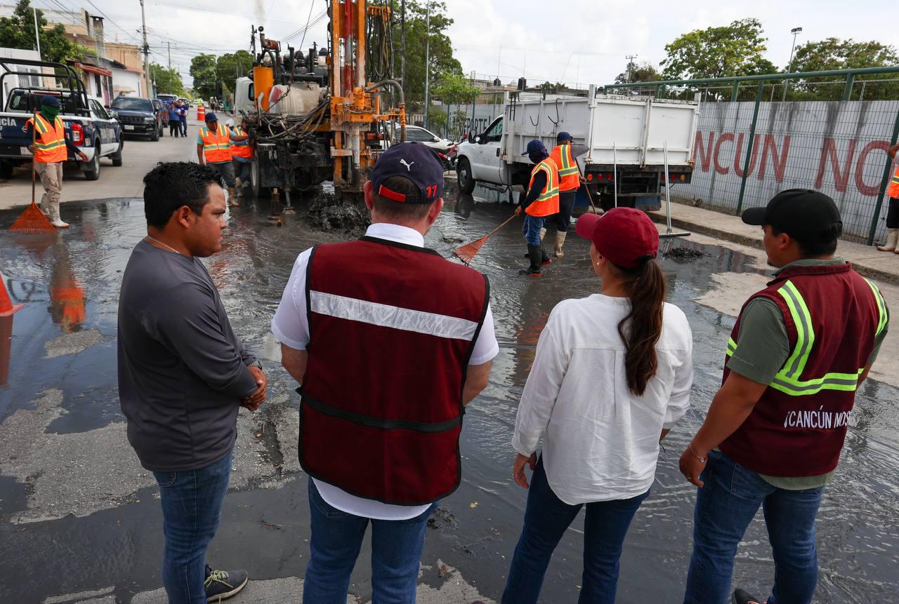acciones preventivas en Cancún, temporada de lluvias Quintana Roo, desazolve en SM 94