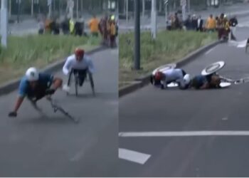 “Cuando gobierna Morena, no hay baches”: caída de atletas en silla de ruedas evidencia calles en mal estado en CDMX