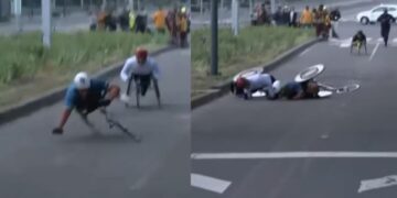 “Cuando gobierna Morena, no hay baches”: caída de atletas en silla de ruedas evidencia calles en mal estado en CDMX