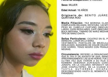 Desaparición de Deborah Coral alerta a la comunidad en Tuxtla Gutiérrez