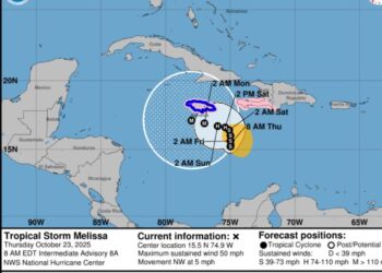 Autoridades monitorean la Tormenta Tropical Melissa, no representa peligro para Quintana Roo
