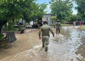 «Ejército y Protección Civil rescatan a 164 personas tras inundaciones en Buenavista, Michoacán»