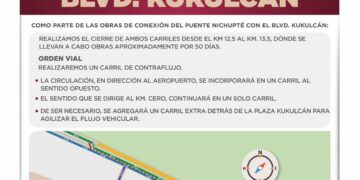 Obras de Conexión del Puente Nichupté Generan Cambios Viales en la Zona Hotelera