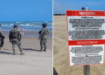 Presuntos militares extranjeros colocan letreros en Playa Bagdad, en territorio mexicano