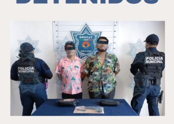 Portación de arma prohibida deja dos detenidos en Cancún
