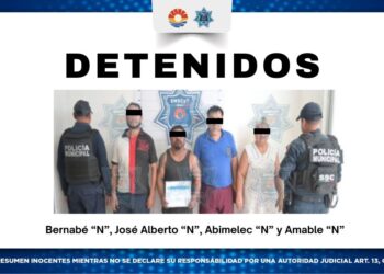 Policía detiene a cuatro personas por el delito de quebrantamiento de sellos en Cancún