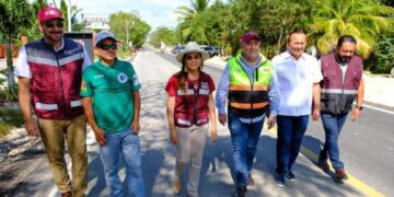 Constata Mara Lezama rehabilitación del tramo carretero Kantunilkín–Chiquilá, obra clave para la conectividad de Holbox
