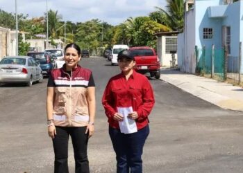 Estefanía Mercado pavimenta 8,000 metros cuadrados en Villamar 2