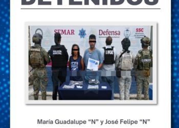 Blíndaje Cancún detiene a pareja por delitos contra la salud en la SM 77
