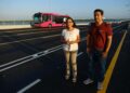 Mara Lezama supervisa las pruebas de la Ruta 27 sobre el puente Nichupté