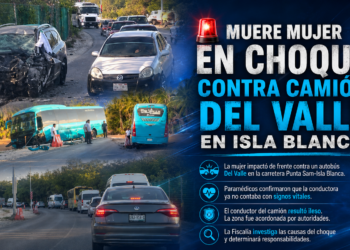 🚨 Muere mujer en choque contra camión Del Valle en Isla Blanca