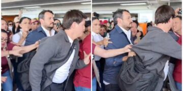 Reciben a hijo de AMLO con protestas y empujones en Chihuahua | Vídeo