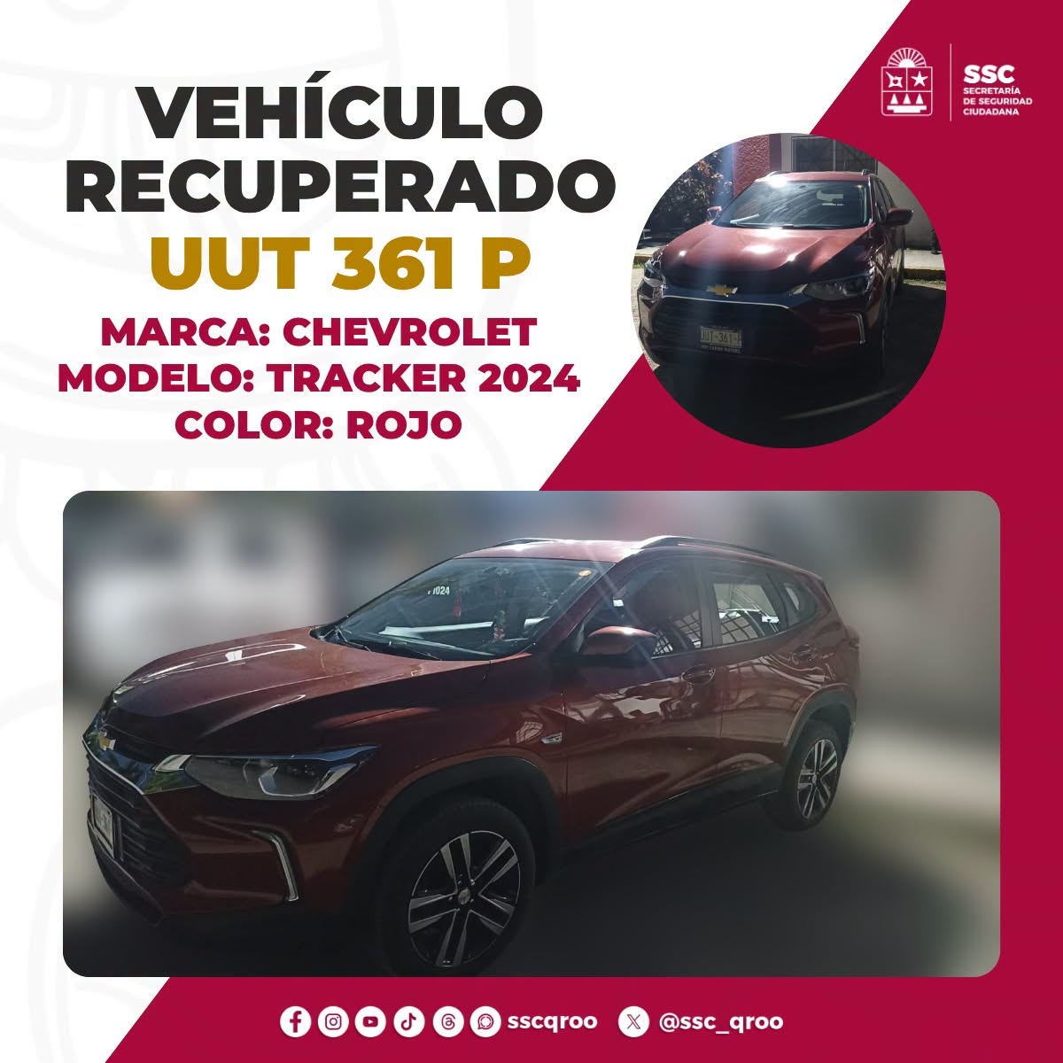 SSC localiza vehículo relacionado con daños y lesiones
