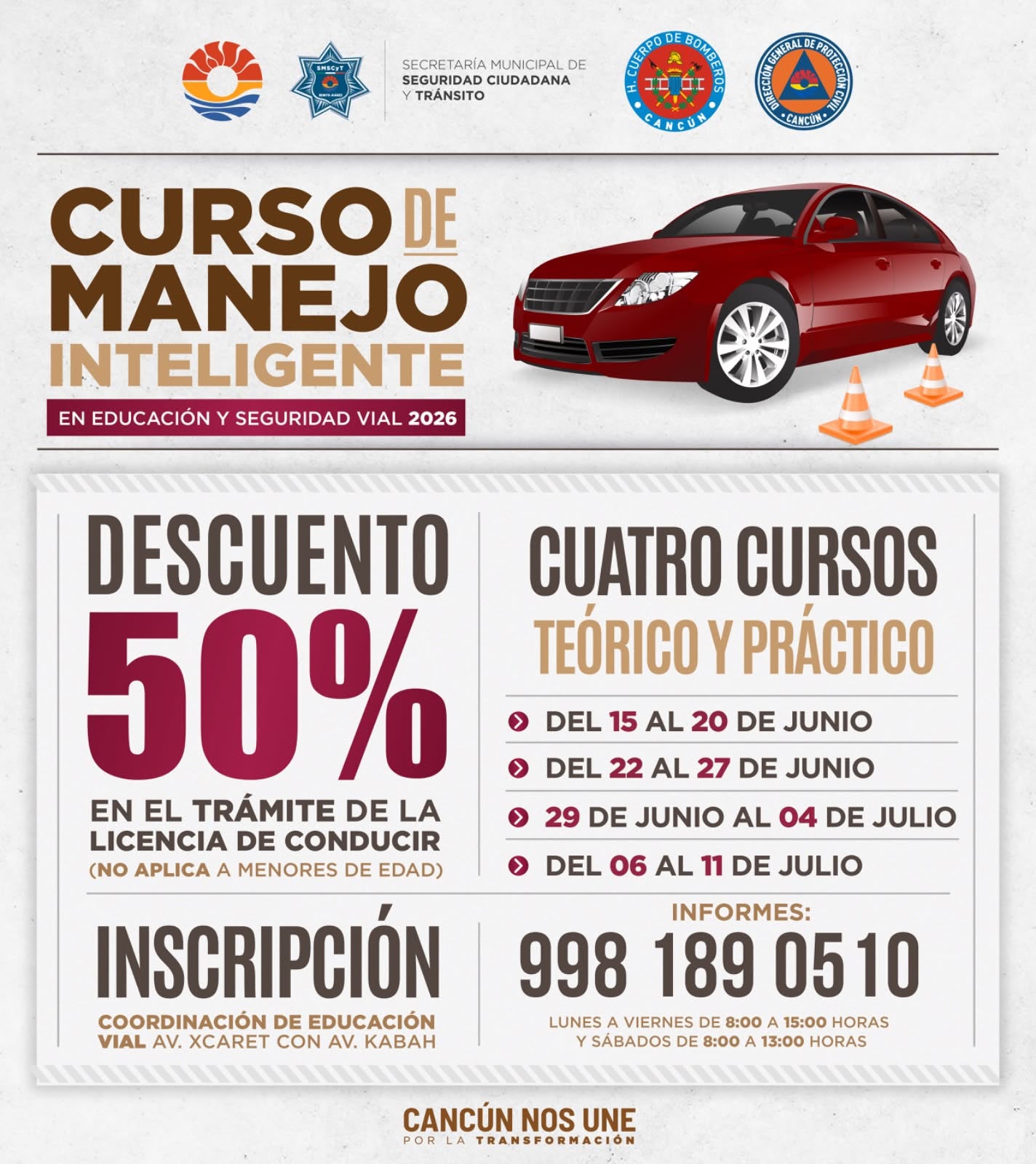 Tránsito Municipal ofrece cursos de manejo en Benito Juárez