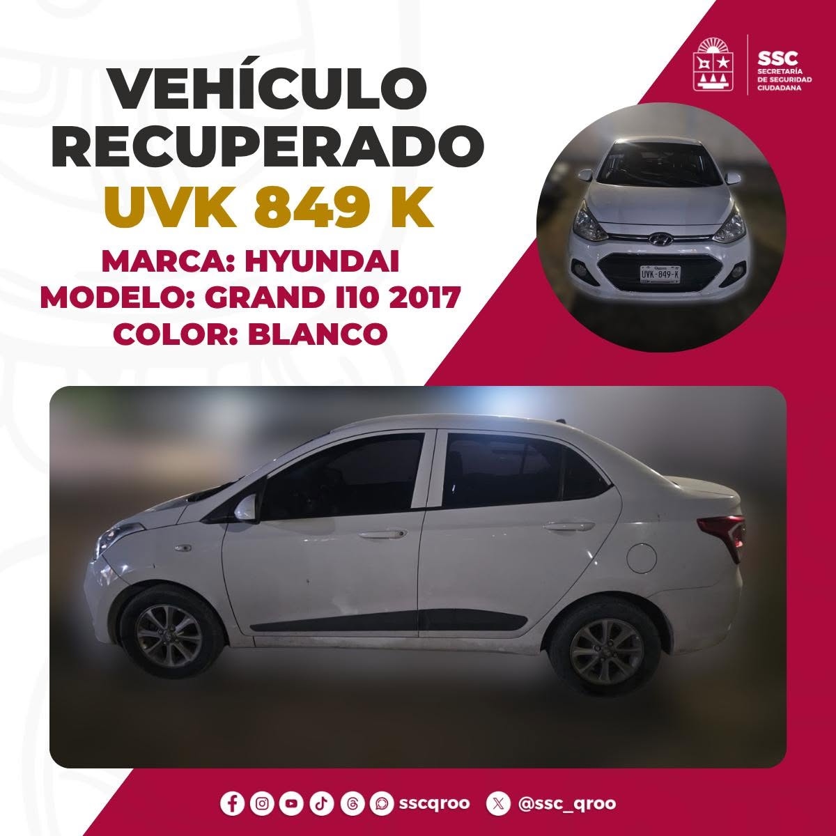 Recuperan dos vehículos robados en Benito Juárez
