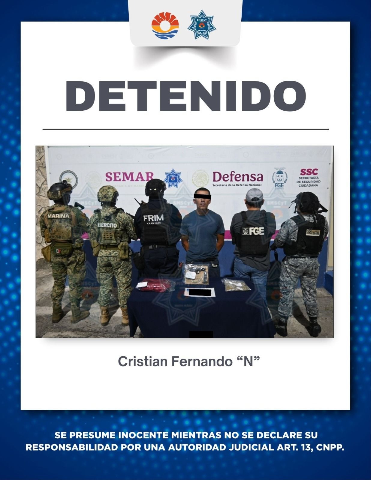 Detienen a hombre por narcomenudeo en Cancún