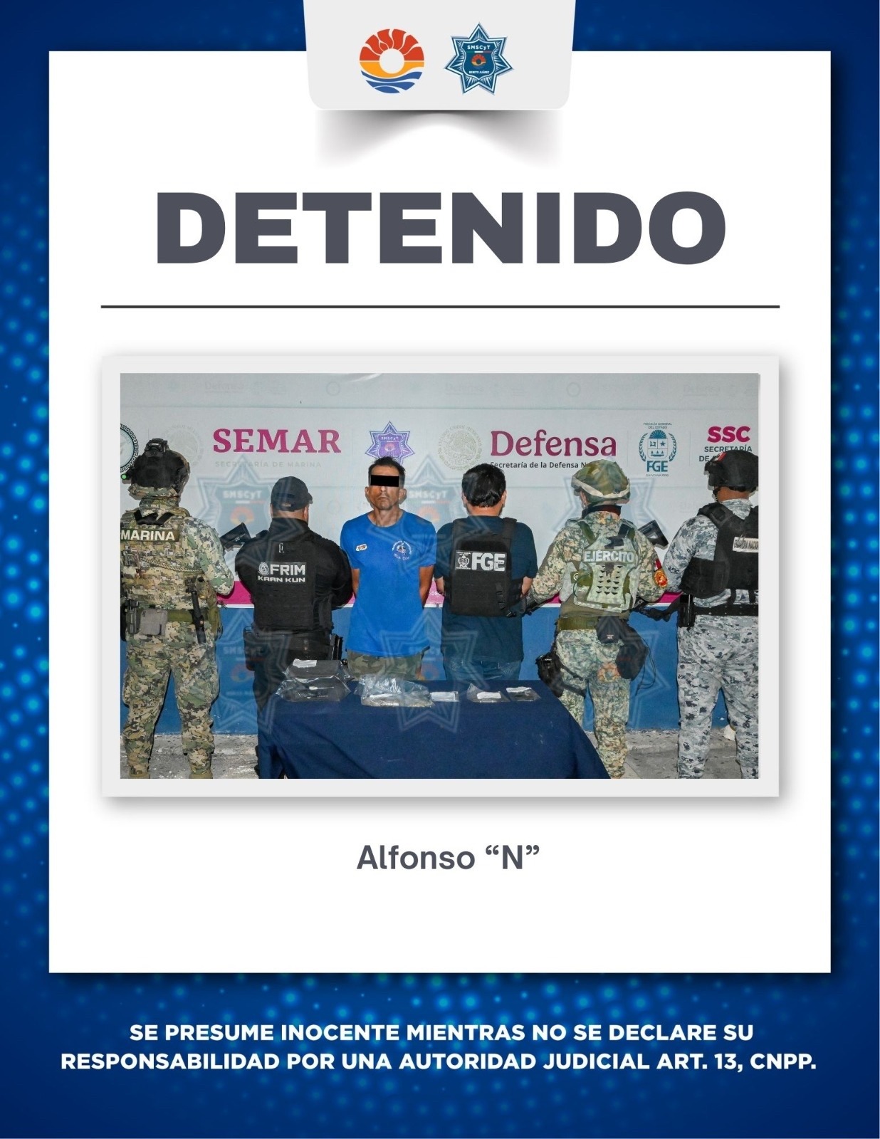Detienen a hombre por narcomenudeo en Cancún