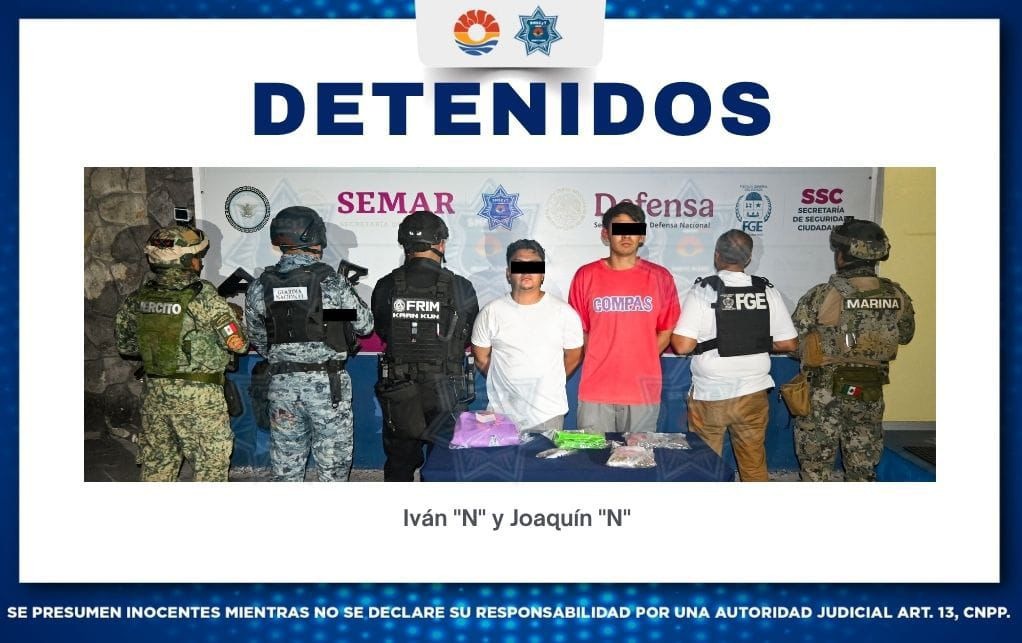 Detienen a dos por presuntos delitos contra la salud en Cancún