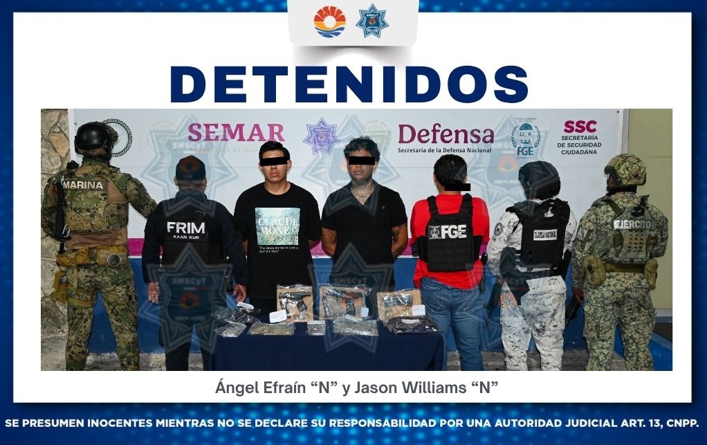 Detienen a dos por narcomenudeo y armas en Cancún