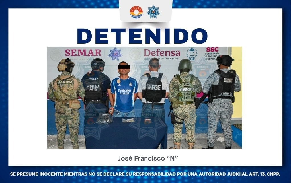 Detienen a hombre por narcomenudeo en Cancún
