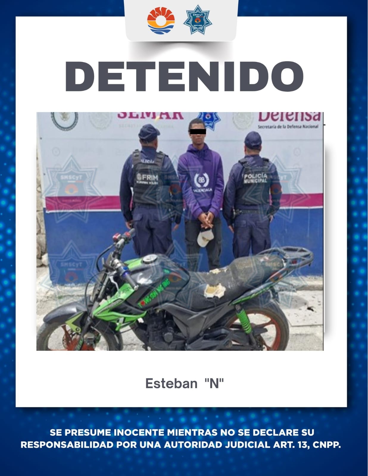 Policía Cancún recupera dos motos robadas y detiene a un hombre