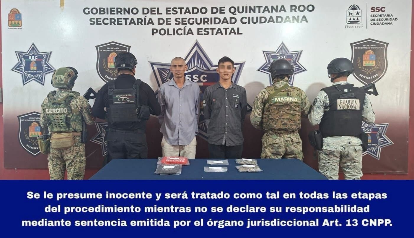 Detienen a dos por presuntos delitos contra la salud en Benito Juárez
