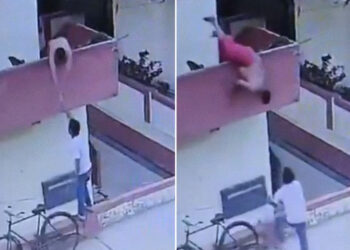 VIDEO🍦 Hombre cae desde una terraza por alcanzar un helado