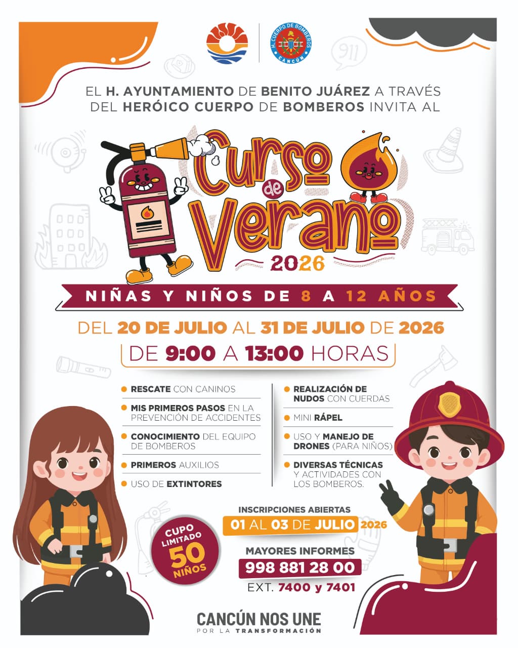 Bomberos de Cancún abren curso de verano 2026