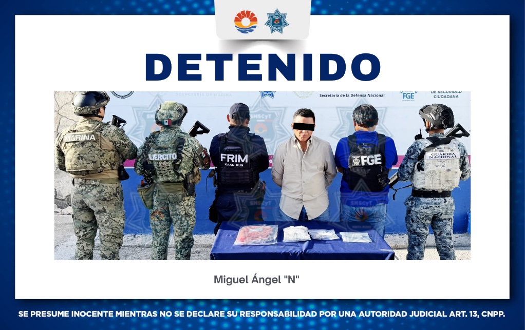Detienen a hombre por narcomenudeo en Cancún