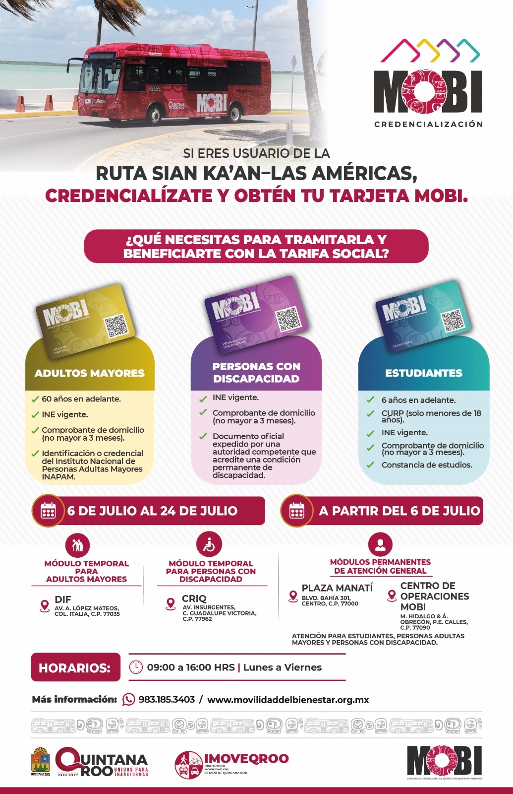 Inicia credencialización Tarifa Social MOBI en Chetumal