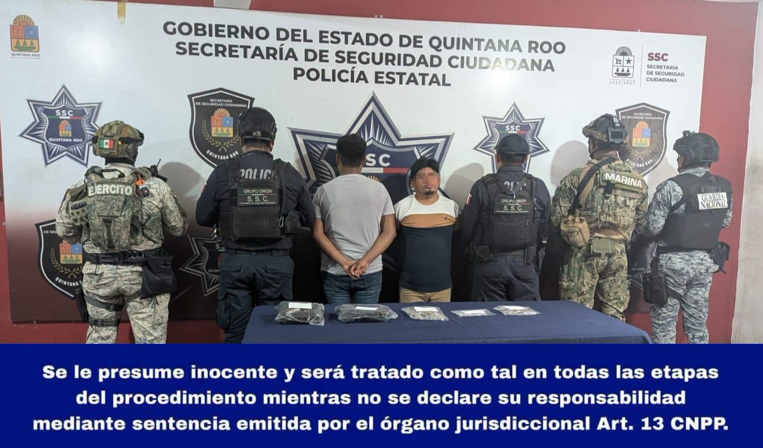 Detienen a dos por presunto narcomenudeo en Benito Juárez