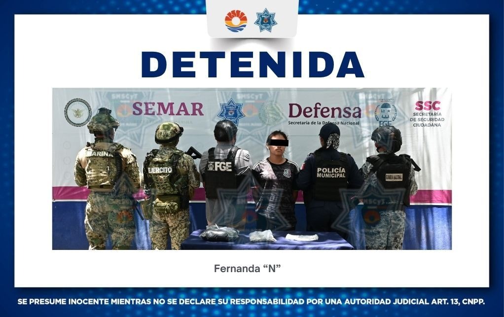 Detienen a mujer por narcomenudeo en Cancún