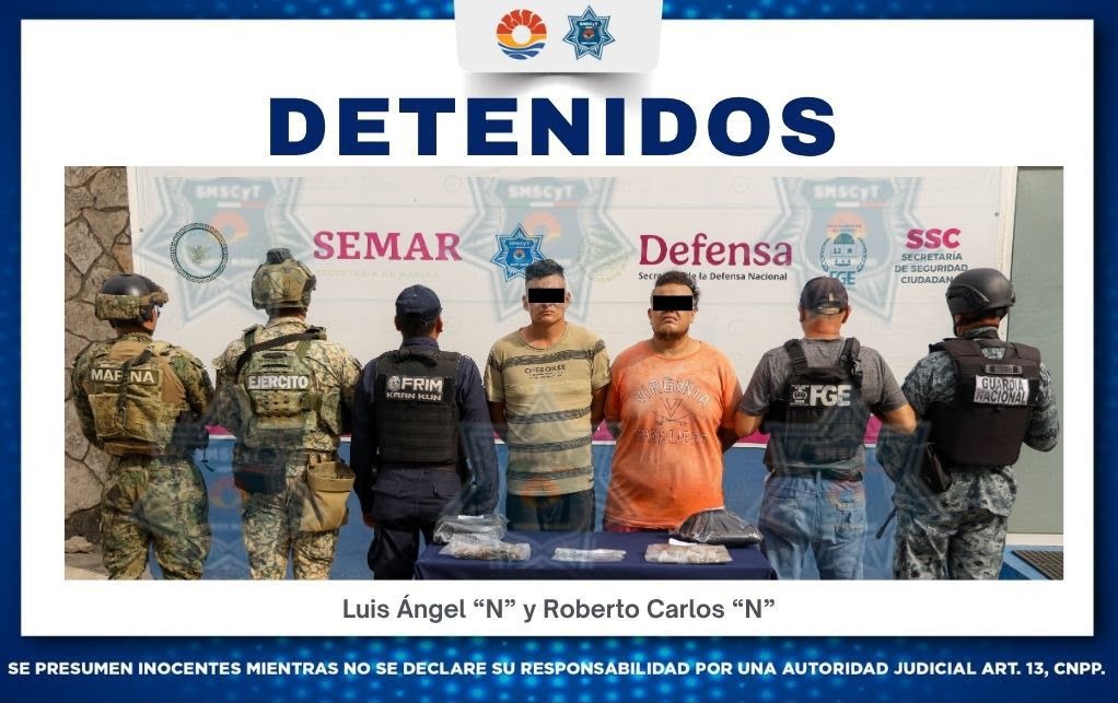 Detienen a dos por presuntos delitos contra la salud en Cancún