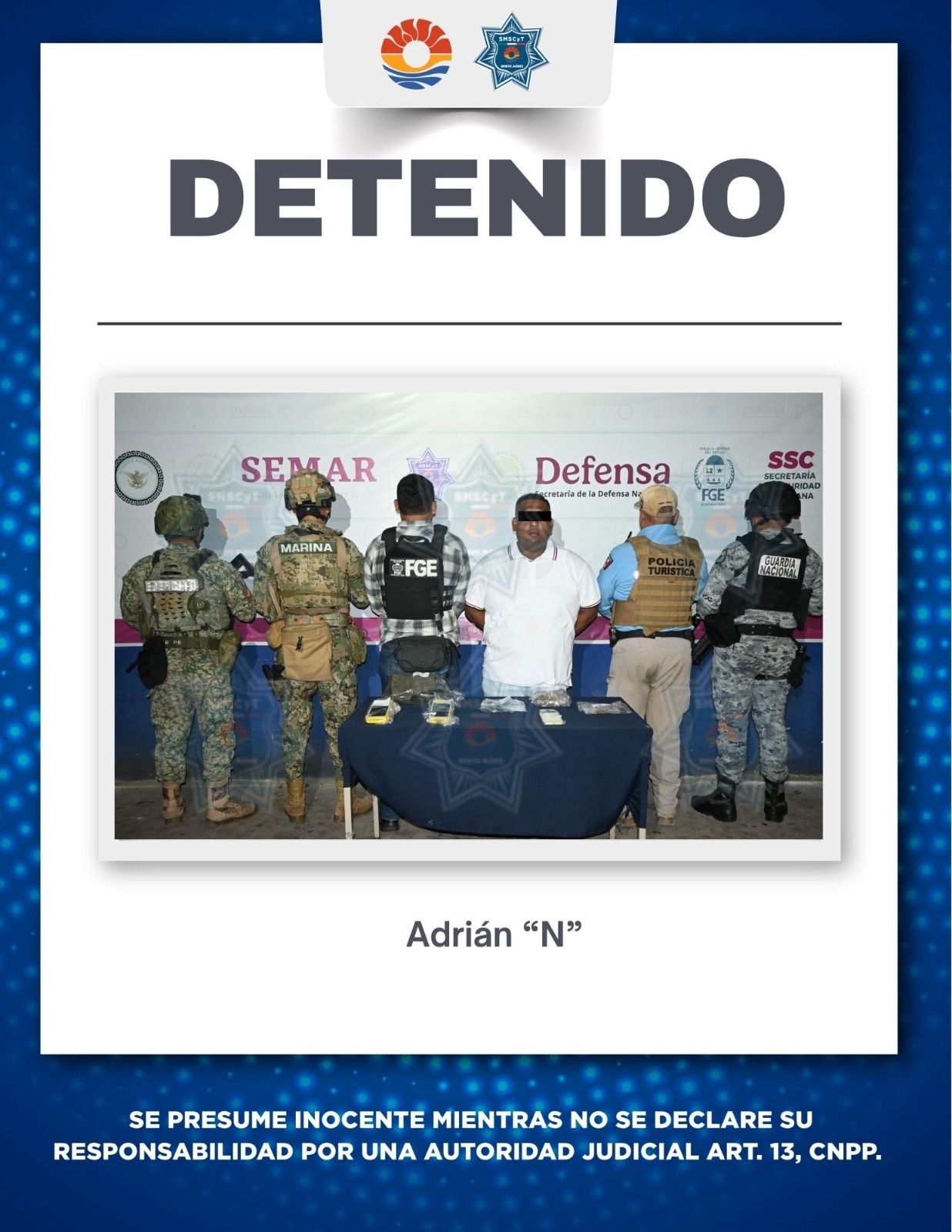 Detienen a hombre por narcomenudeo en Cancún