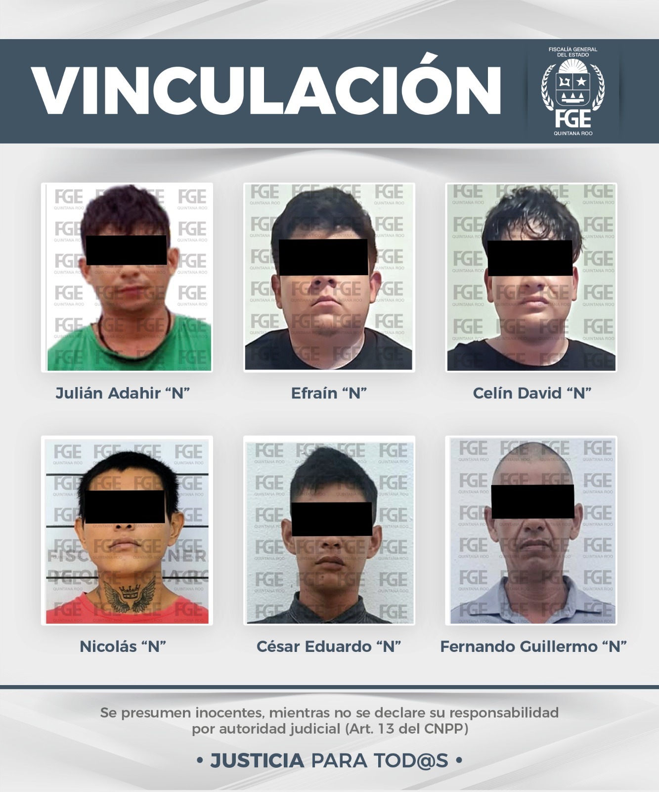 FGE vincula a proceso a seis por narcomenudeo en Quintana Roo